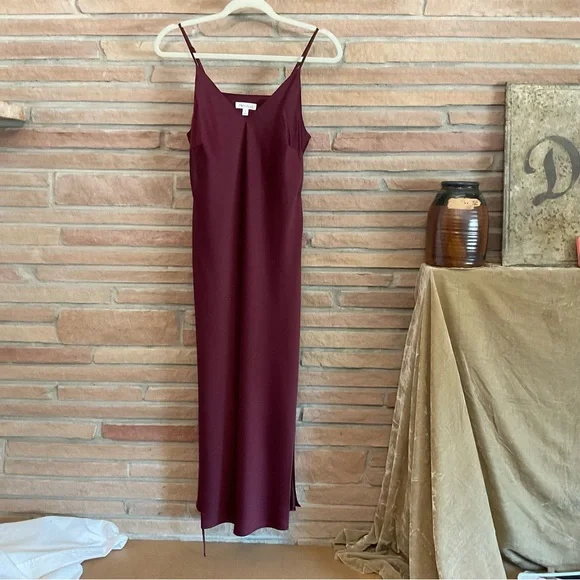 Wine Colored Spaghetti Strap Slip Evening Dress - Picture 6 of 10